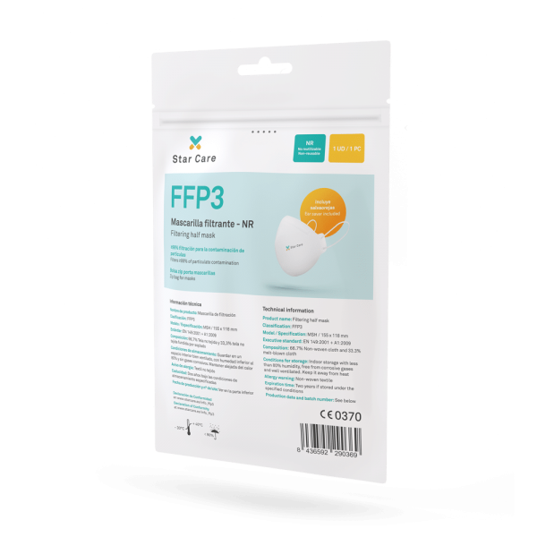 Mascarilla FFP3 filtrante NR StarCare 1u