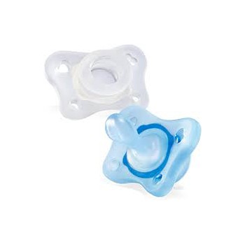 Chupete silicona Chicco minisoft 0-2m 2unidad azul