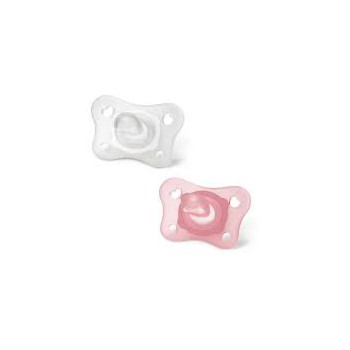 Chupete silicona Chicco minisoft 0-2m 2 unid rosa