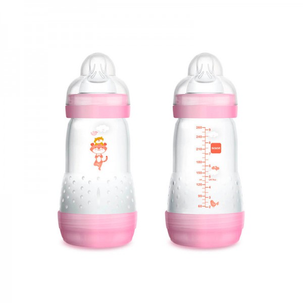 BIBERON MAM  ANTI-COLIC 260 ML - ROSA