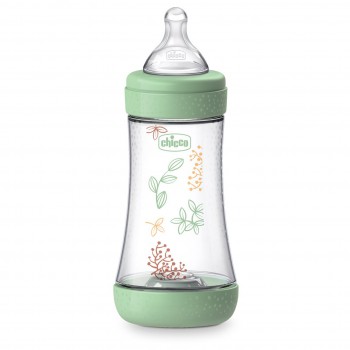 BIBERON PP TETINA SILICONA CHICCO PERFECT5 ECO+ FLUJO MEDIO + 2 MESES 1 UNIDAD 240 ML