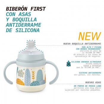 BIBERON SILICONA SUAVINEX ENTRENA 1 UNIDAD 150 ML CON ASAS DE COLORES +4 MESES